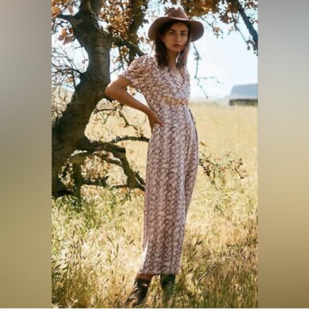 Anthropologie Greylin Lisette Wide-Leg Snake Print Jumpsuit - Size XS